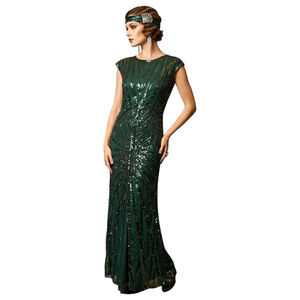 FUNDaisy Green Sequin Gatsby Maxi Dress Size XL NWT Art Deco Formal